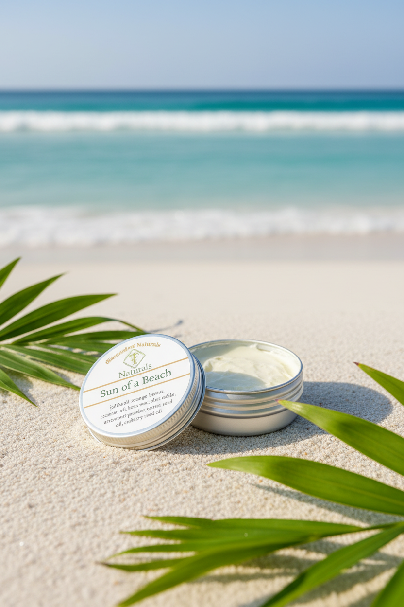 Sun of a Beach natural reef-safe skin protectant on a sunny beach